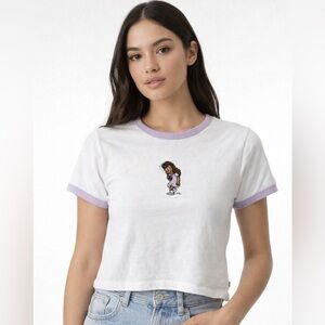 Levi's x The Simpsons janey bue ringer t-shirt in white  womens sz M crop
